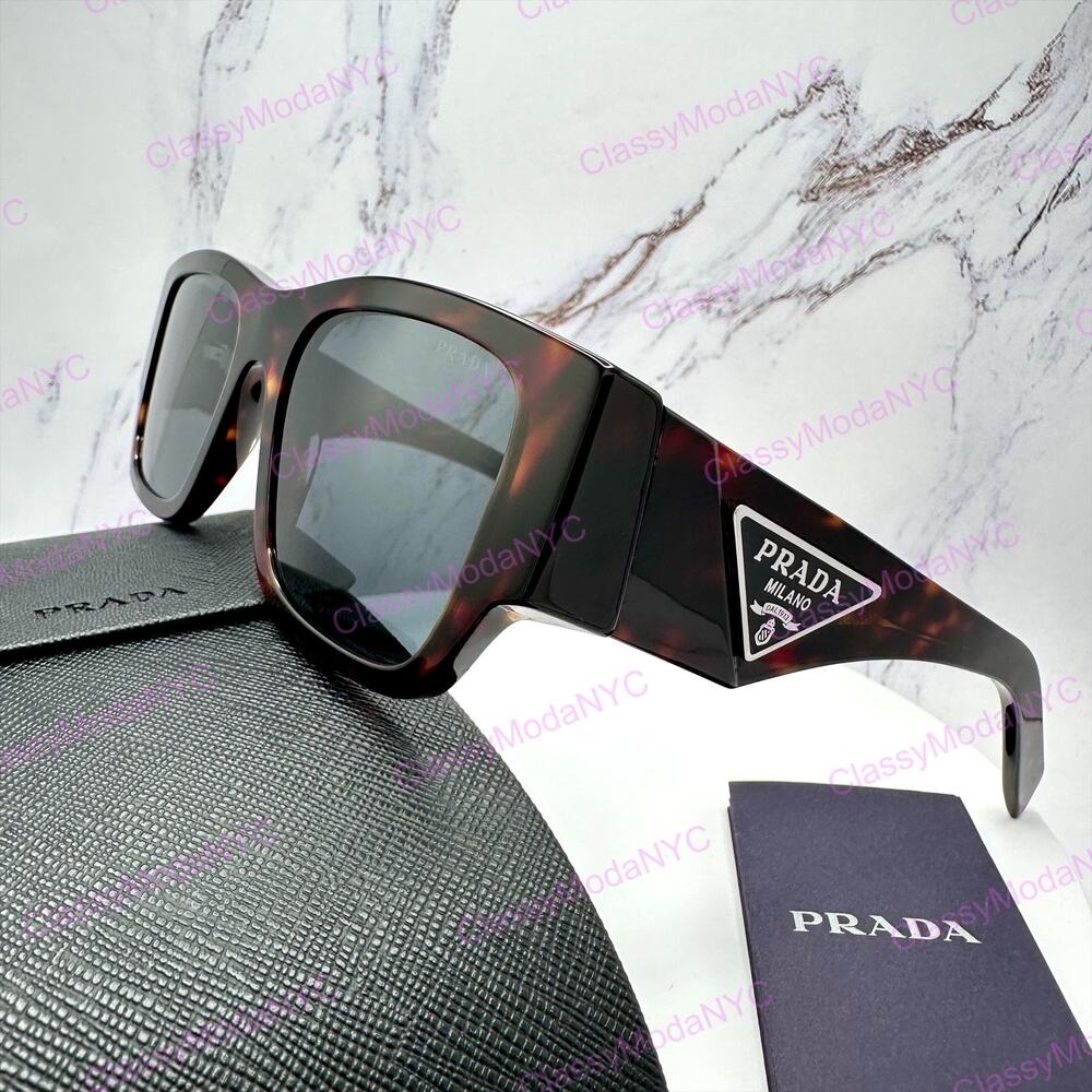 New PRADA Sunglasses Brown Root Tortoise Square Men's Plaque Logo - Picture 14 of 16